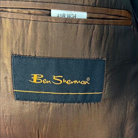 Ben Sherman Black Wool Suit Jacket Windowpane Design - Picture 7 of 16